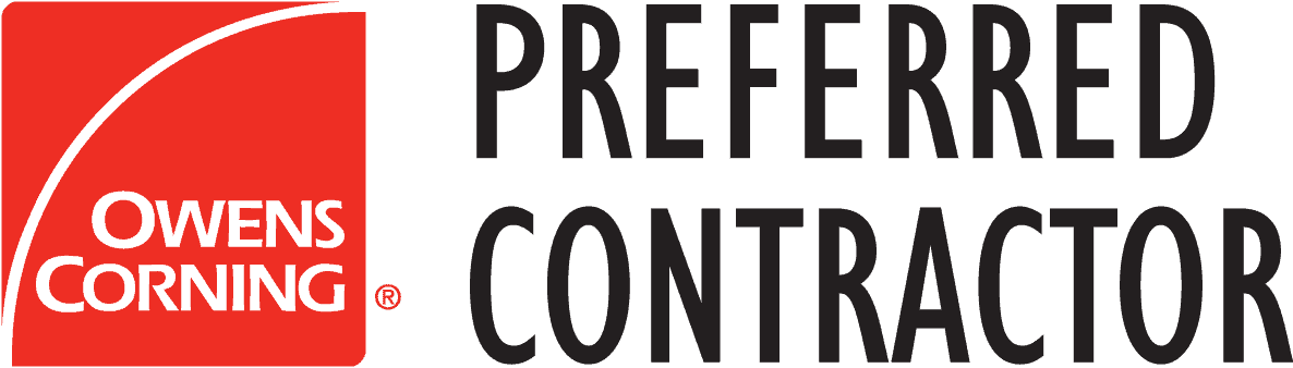 A badge for Owens Corning Preferred Contractor.