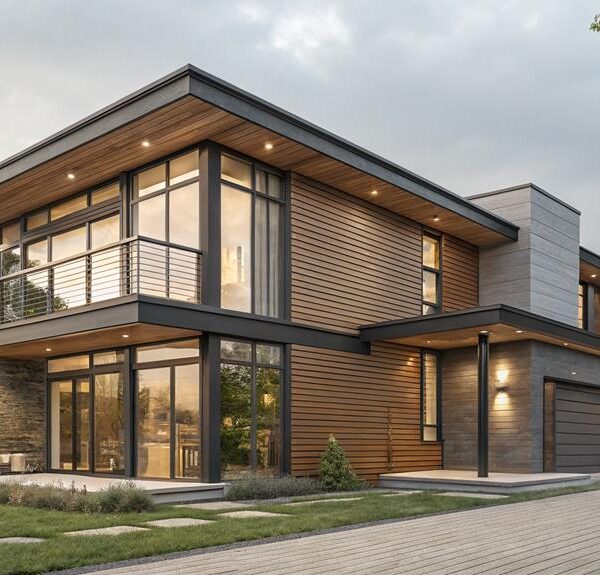 Modern home with sleek siding and architectural design enhancing durability and aesthetics